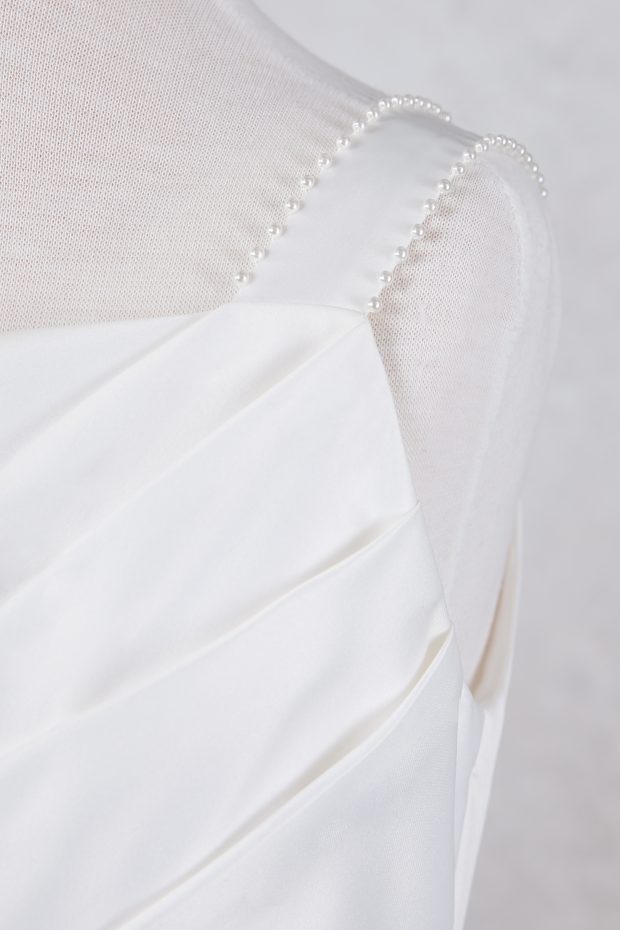 Satin Pearl Strap Dress - Nieve Couture
