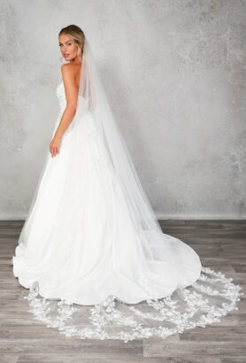 Bianca - Single Layer Chapel Length Veil With Scattered Diamantes