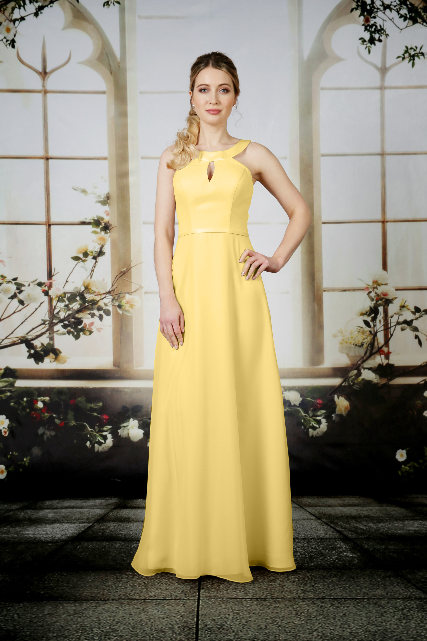 Keyhole Detail Chiffon Dress Nieve Couture