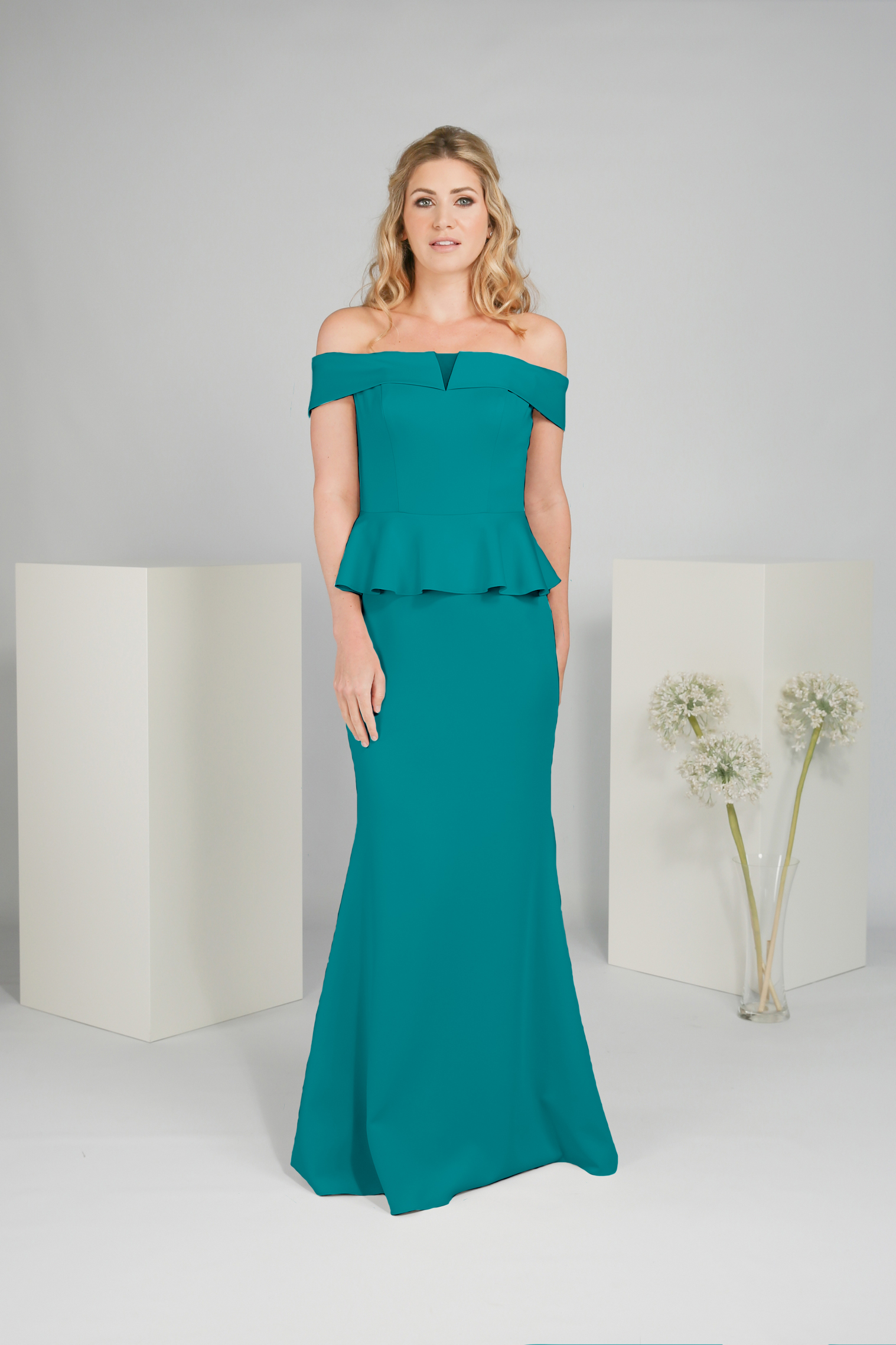 Off The Shoulder Peplum Dress Nieve Couture