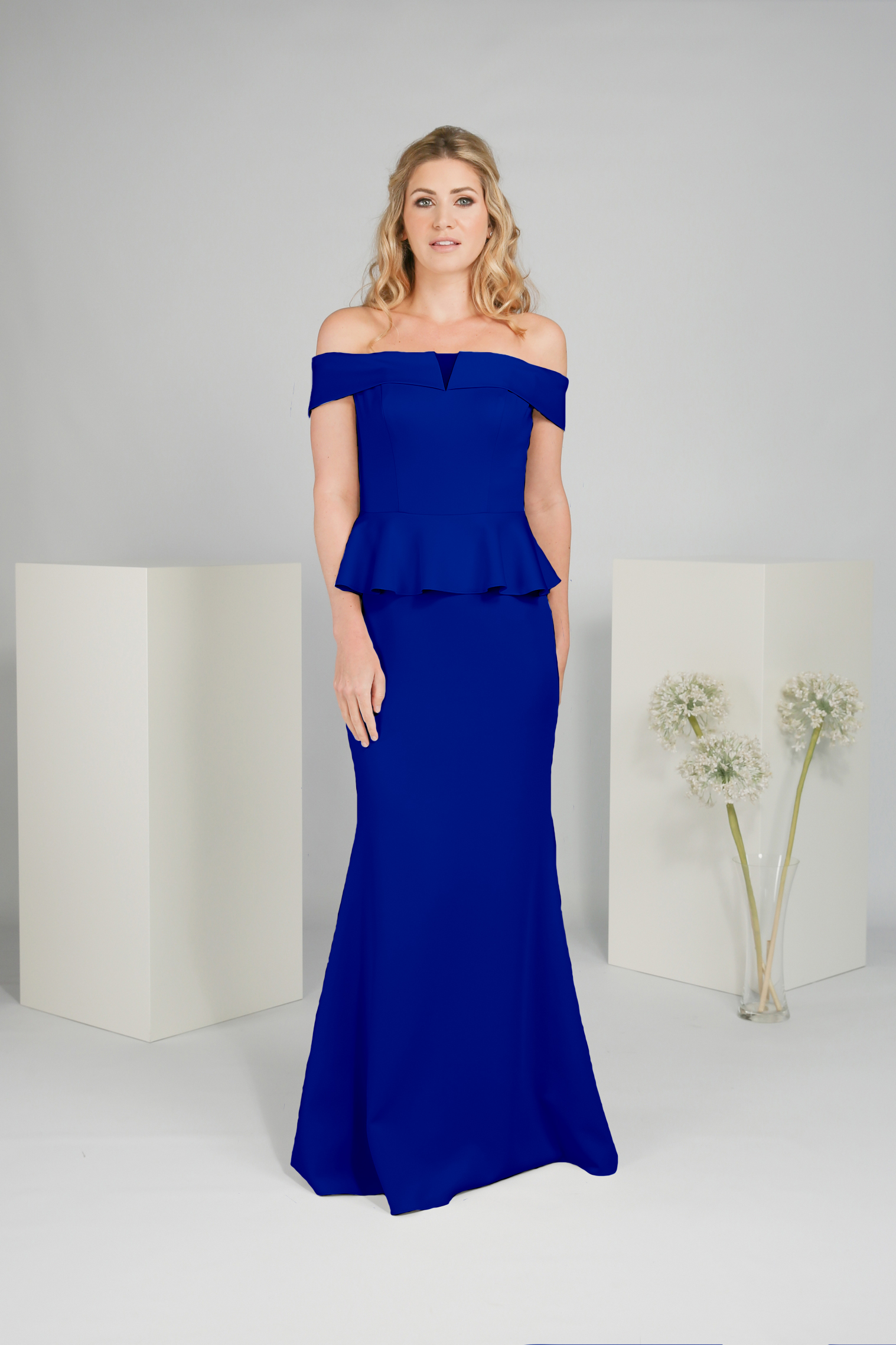 Off The Shoulder Peplum Dress Nieve Couture